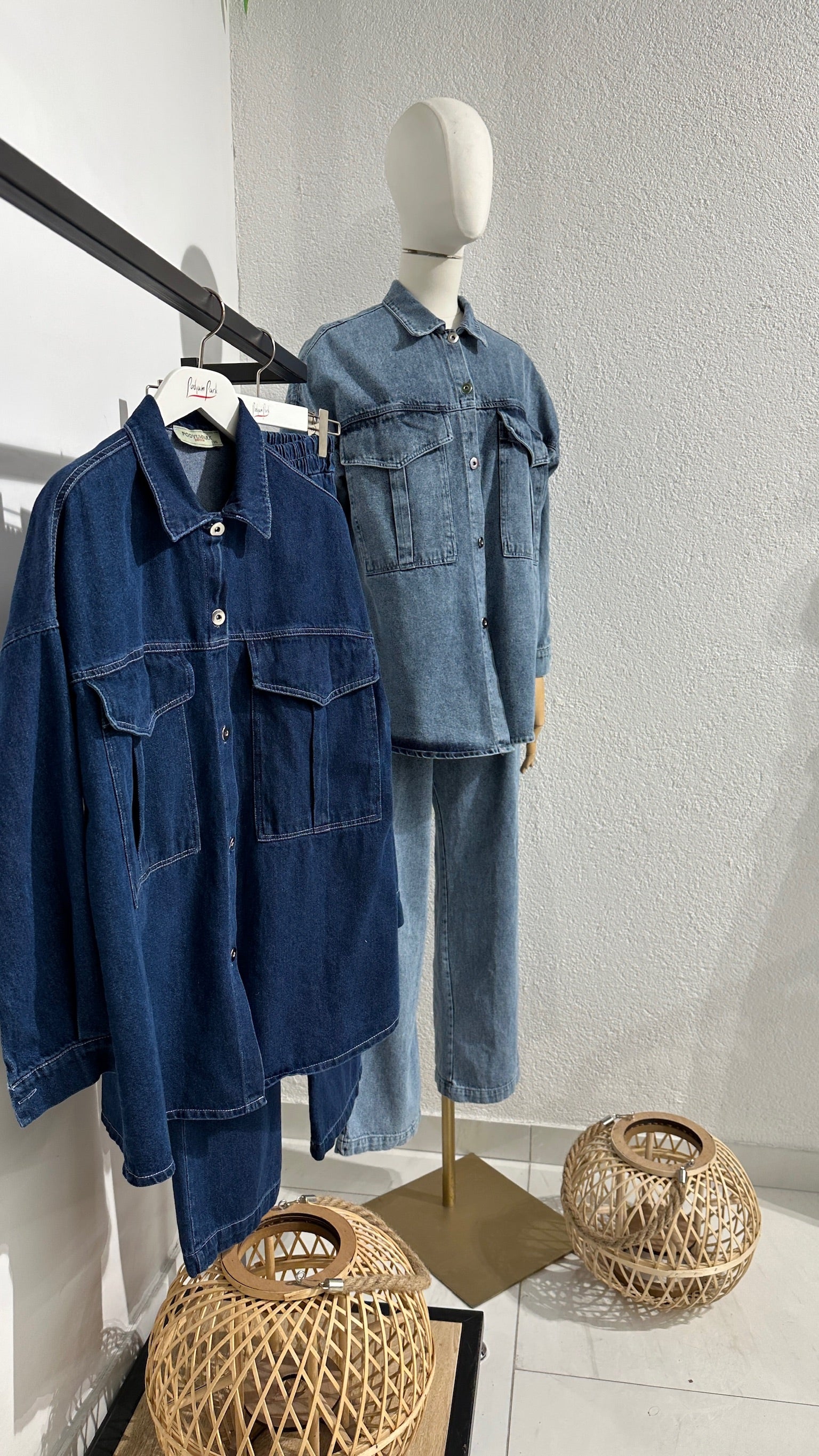 Cep Detaylı Denim Takım