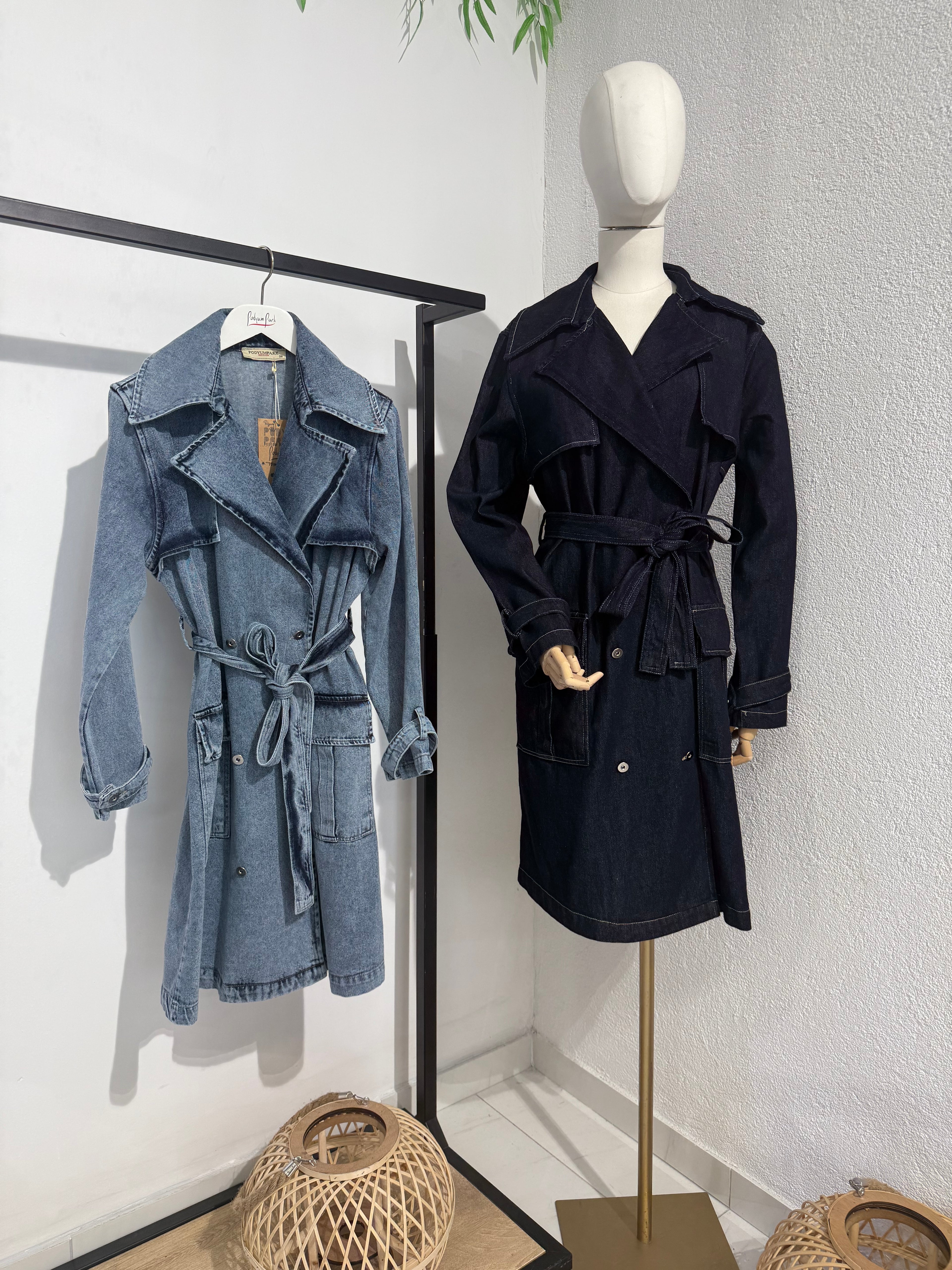 Denim Bağlamalı Trençkot