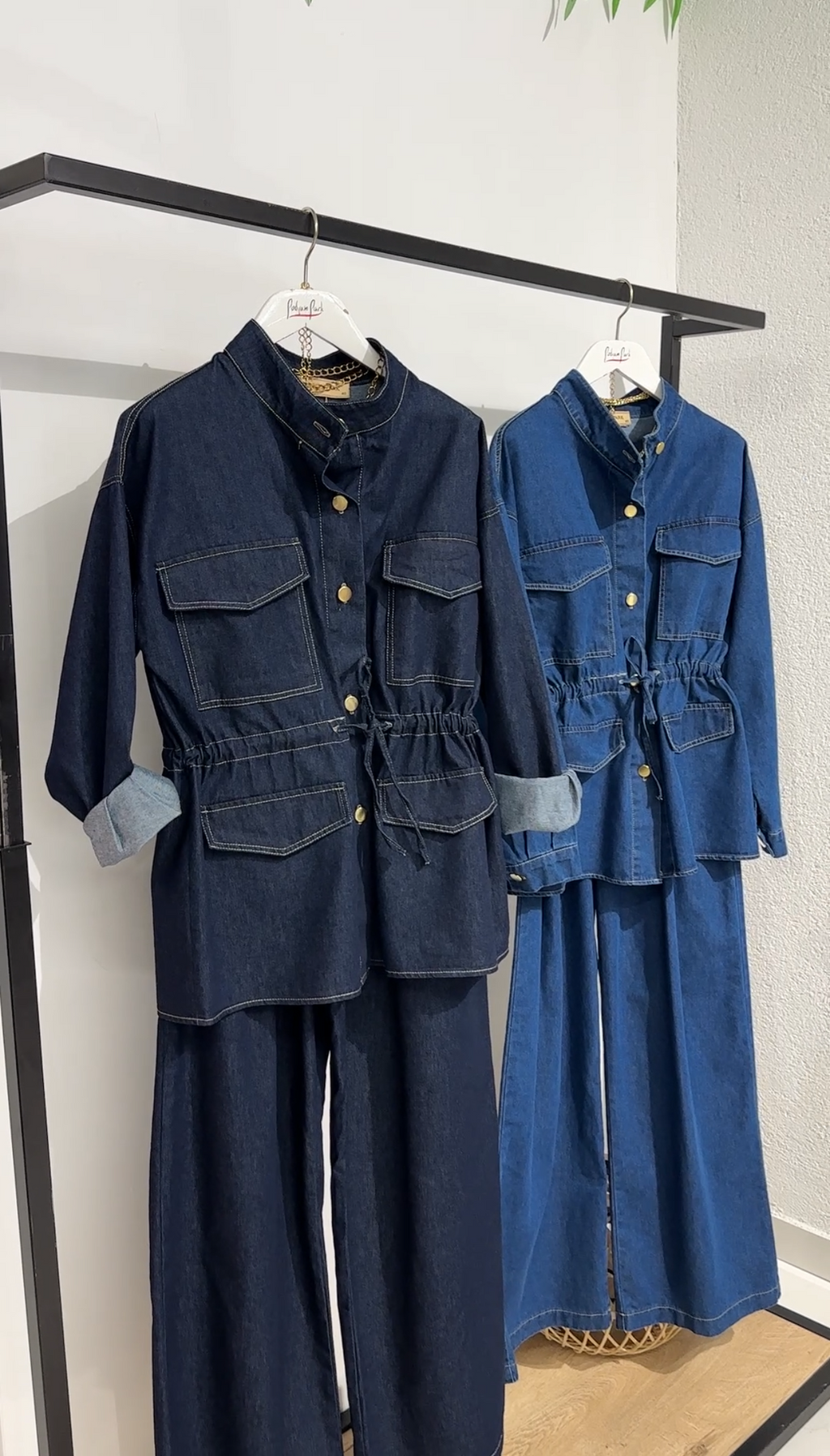 Belden Oturtmalı Denim Takım