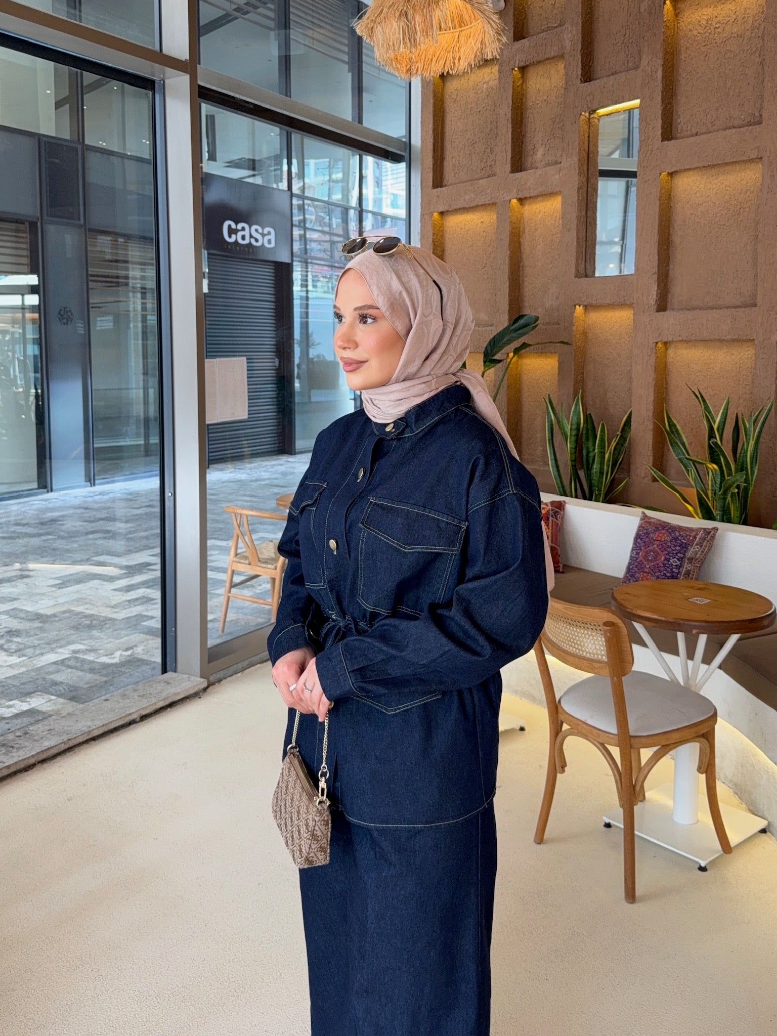 Belden Oturtmalı Denim Takım