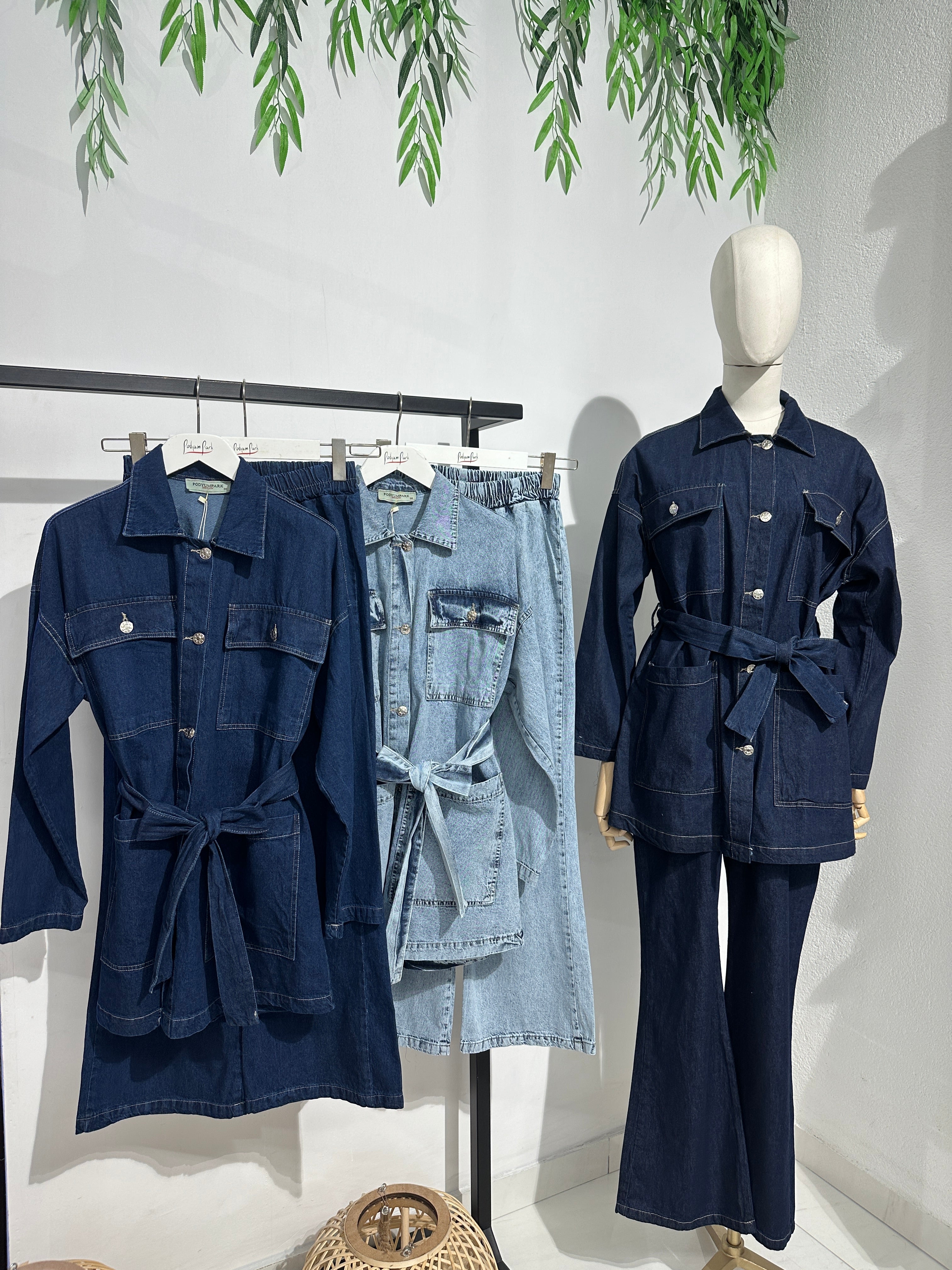 Bağlamalı Denim Takım