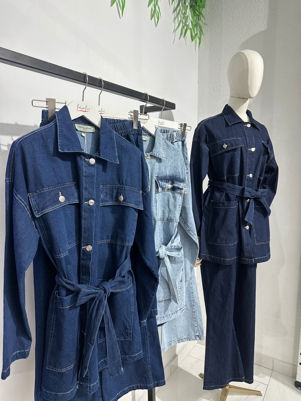 Bağlamalı Denim Takım