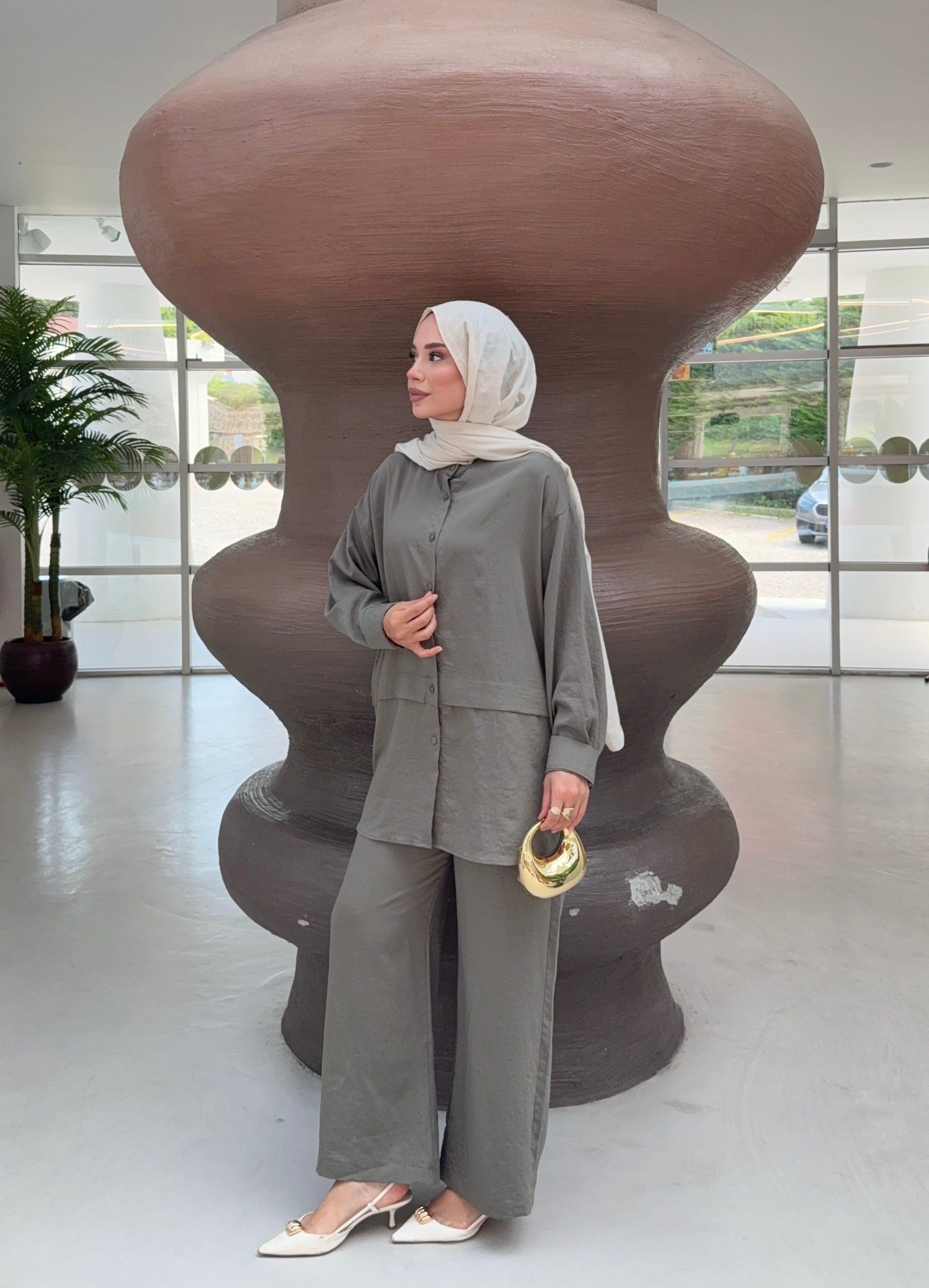 Modal Oversize Gömlek Pantolon Takım