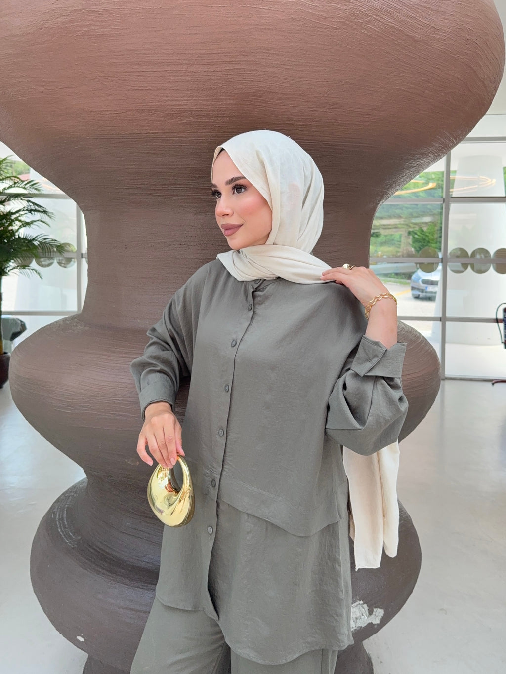 Modal Oversize Gömlek Pantolon Takım