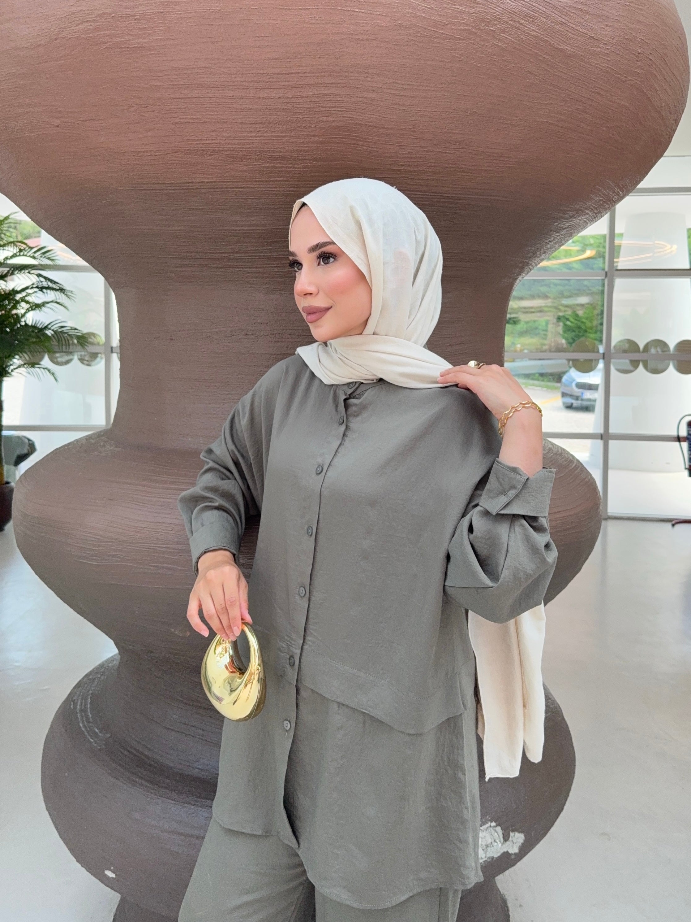 Modal Oversize Gömlek Pantolon Takım