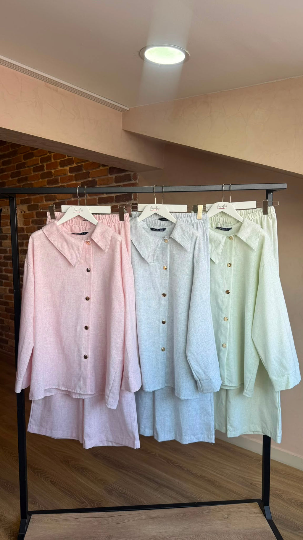 Oversize Asimetrik Detay Gömlek Pantolon Takım