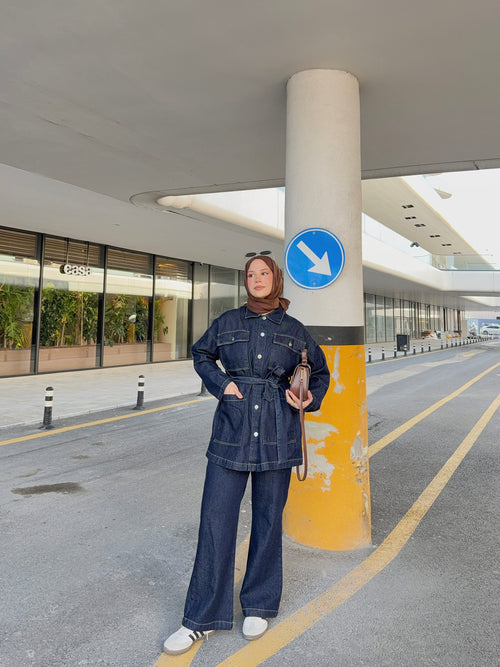 Bağlamalı Denim Takım